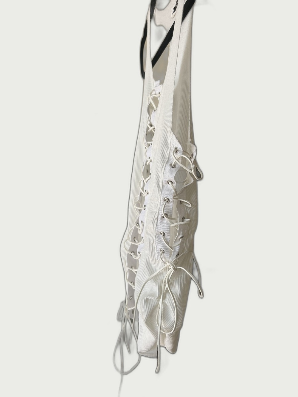 White Lace-Up Ribbed Tank - Picture 2 of 2
